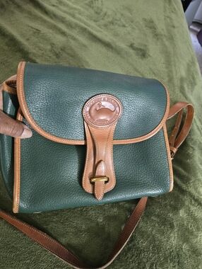 Vintage 1990s Dooney & Bourke AWL Green Crossbody British Tan